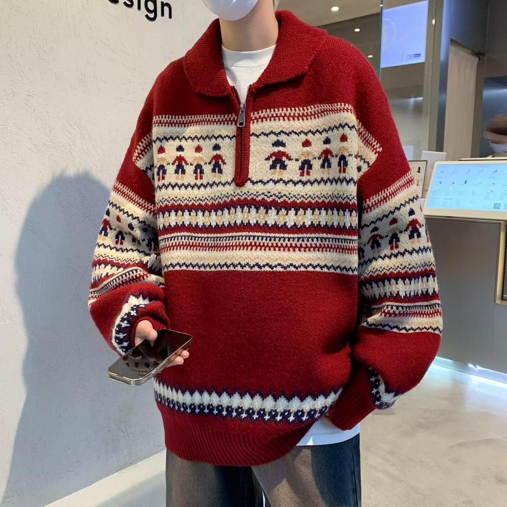 Unisex Trendy Soft Polo Neck Sweater - Retro Knit for Autumn/Winter, Perfect for Couples and Christmas.