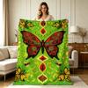 All Season Soft Flannel Blanket with Boho Butterfly Bee Floral Print Warm Cozy Throw Blanket for Couch Bed Living Room Office Home Decor