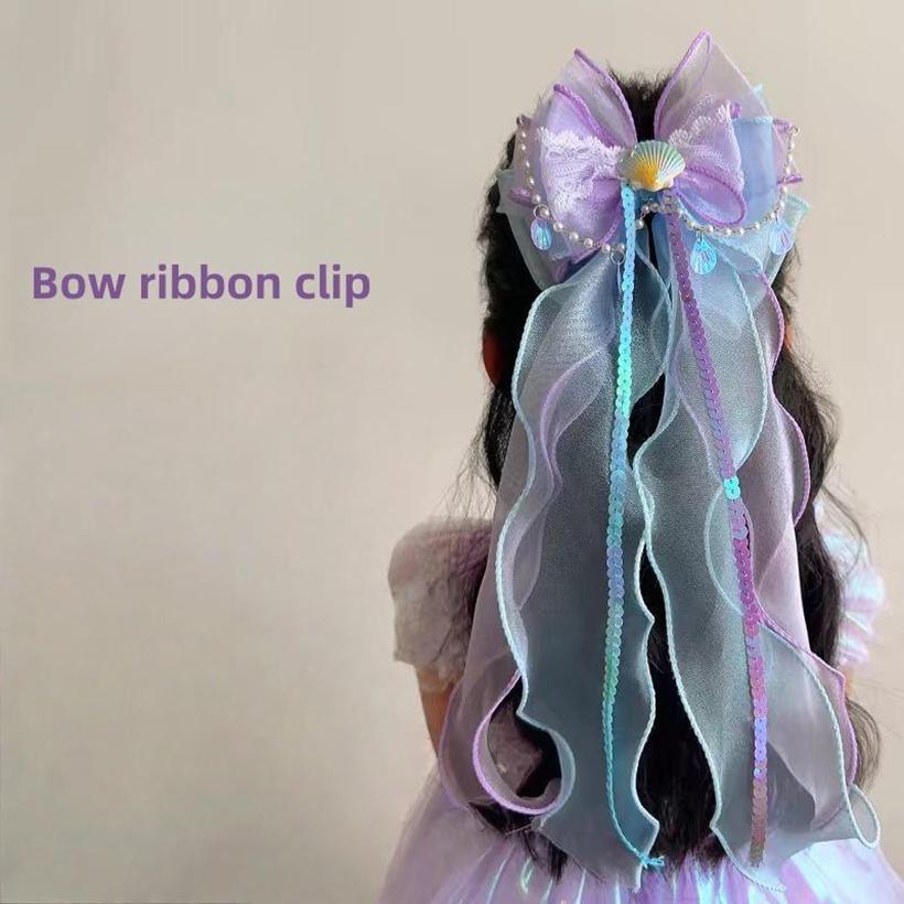 Elegant Colorful Ribbon Hair Bows Princess Bowknot Long Barrettes Alligator Clips Sweet Hair Accessories