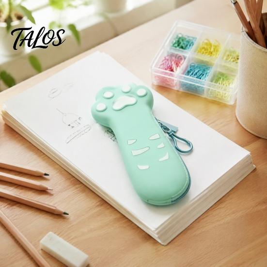 School Supplies Organizer Cat Paw Silicone Pencil Case, Large Capacity Stationery Student Supply Bag Bag, Students Storage Pouch with Zipper Case