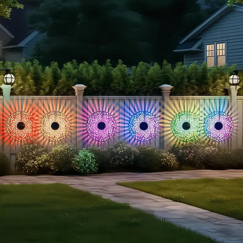1/4pcs Solar Sunflower Mandala Wall Lantern Outdoor Waterproof Decorative Light for Garden Fence Patio Pathway Night
