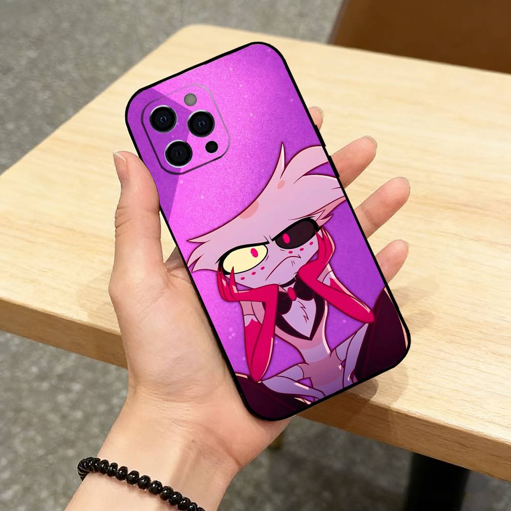 A-Angel Dust H-Hazbin H-Hotel  Phone Case For iPhone 17,16,15,14,13,12,11 Plus,Pro Max,XS,Soft Silicone Black Cover