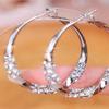 Luxury Female White Zircon Stone Hoop Earrings Elegant Bridal Wedding Jewelry For Women