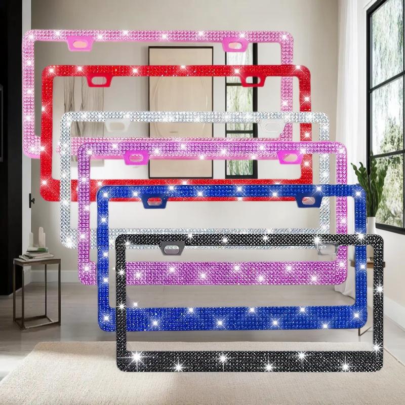 NEW 1/2PCS 31*16cm Bling Crystal License Plate Frame Women Rhinestone Car License Plate Frame Cover Holder Car Accessories