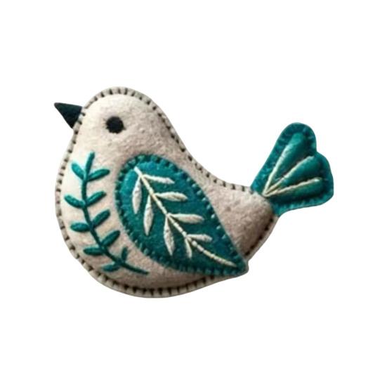 Handgefertigter Filzvogel-Schmuck, Vintage-Stickerei Vogel Hängedekoration, Handgefertigter Bunter Vogel Weihnachtsbaumschmuck