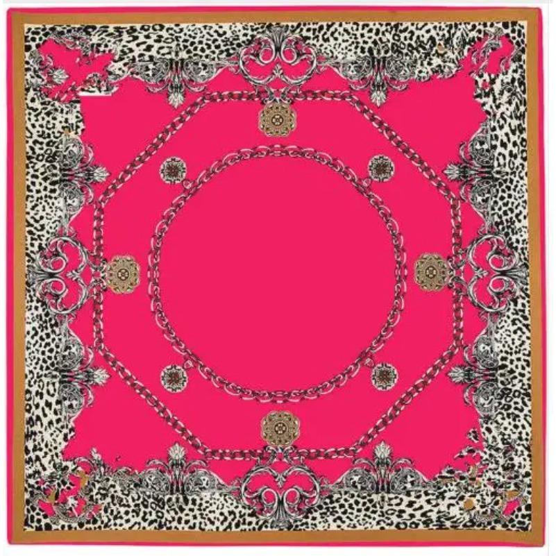 Luxury Brand Giant Scarf In 100% Silk Twill Silk Scarf For Women,Leopard Paisley Print Large 130cm Square Scarves Female Hijab