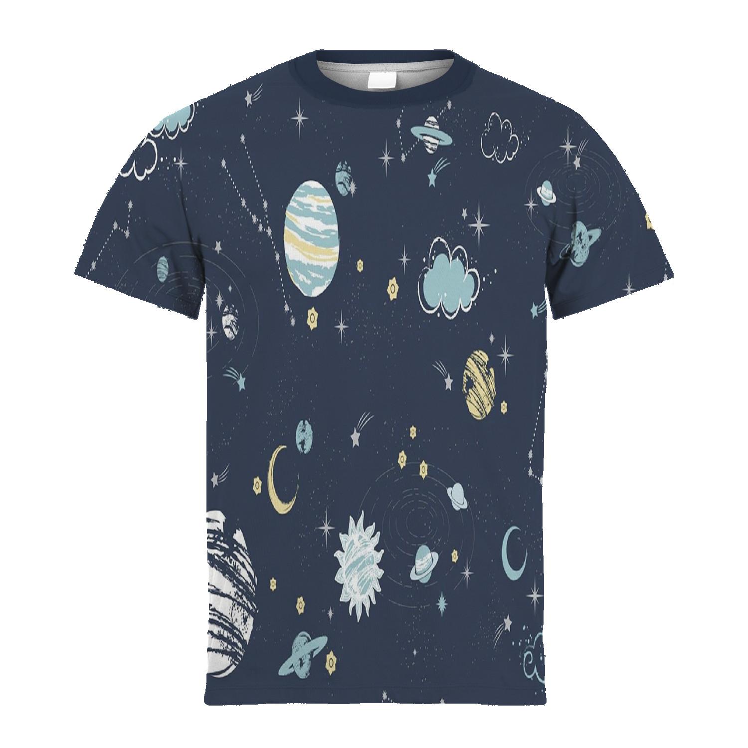

Летняя футболка со звездным небом, детский топ, космическая галактика, астронавт, детская футболка с 3d принтом Вселенной, звездное небо для мальчиков и девочек 150