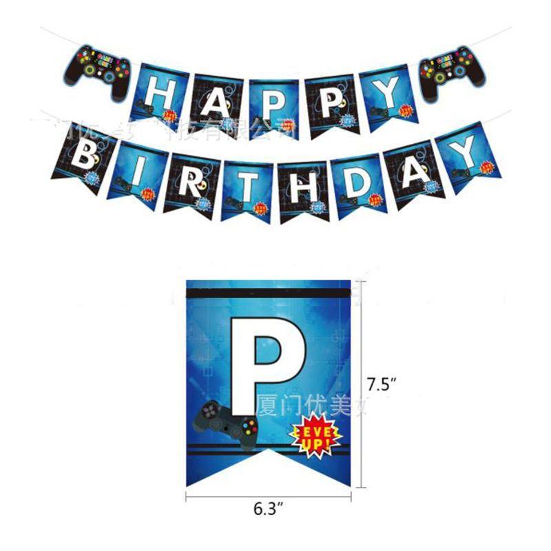 GAME ON Blue Gaming-Themed Birthday Party Decorations: Game Controller Banner and Aluminum Foil Balloon Set