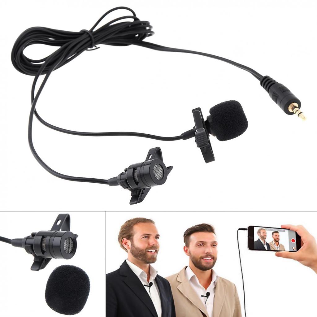 3.5MM Dual Microphone Suit Mini Headsets Microphone Phone DSLR Camera