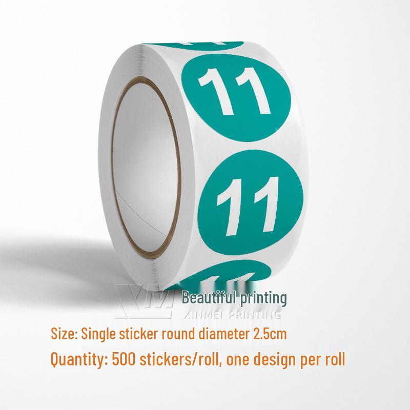 Adesivos Redondos Autoadesivos com Números 1-33 – Rolo de Etiquetas de Identificação Seriada Coloridas