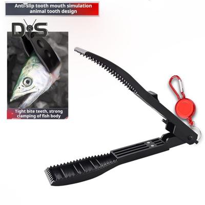 Fish Gripper with Anti-lost Rope Anti-slip Handle Lightweight Portable Fish Grabber Handheld Fish Control Clamp Pliers Catcher Tong Fishing