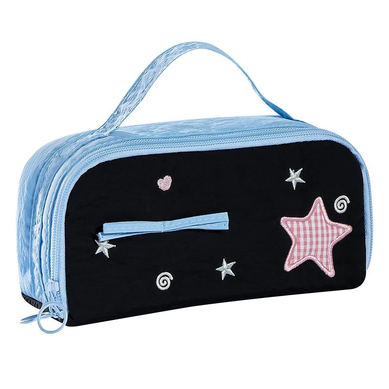 

Cute Pencil Case Pouch With Handle Large Capacity Pen Box Holder Organizer For Office Workspace Supplies Desk Accessories чёрный