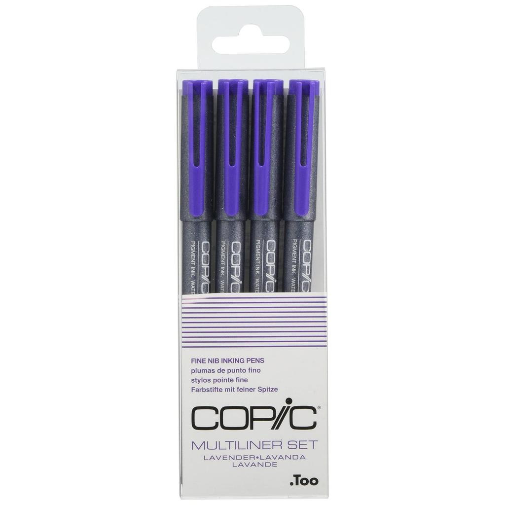Too Copic Multiliner Set of 4 Lavender Pens - Fine Line Drawing & Drafting Pens
