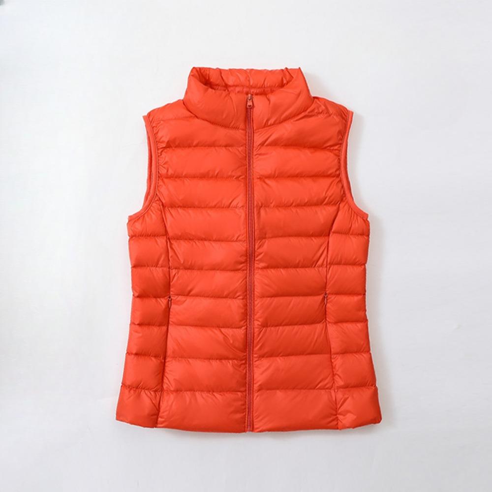 

2024 White Duck Down Jacket Women Vest Autumn Winter Sleeveless Waistcoat Warm Lightweight Puffer Jacket Female Tops Outwear 3XL помаранчевий