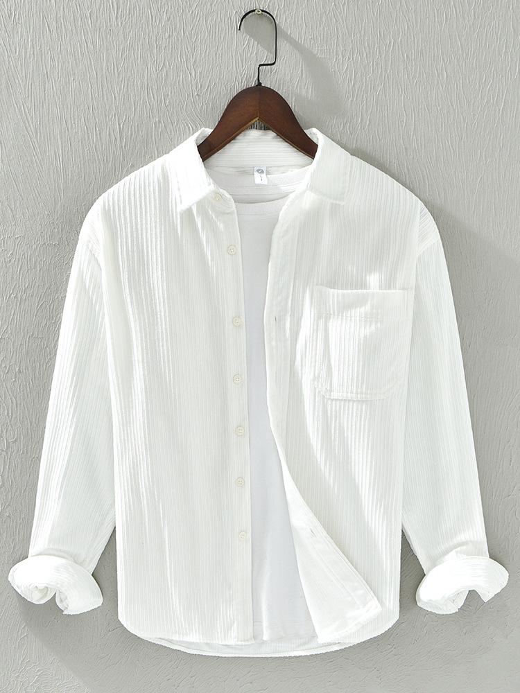 Podzimní manšestrová pánská ležérní retro košile s dlouhým rukávem pro rodiče a děti