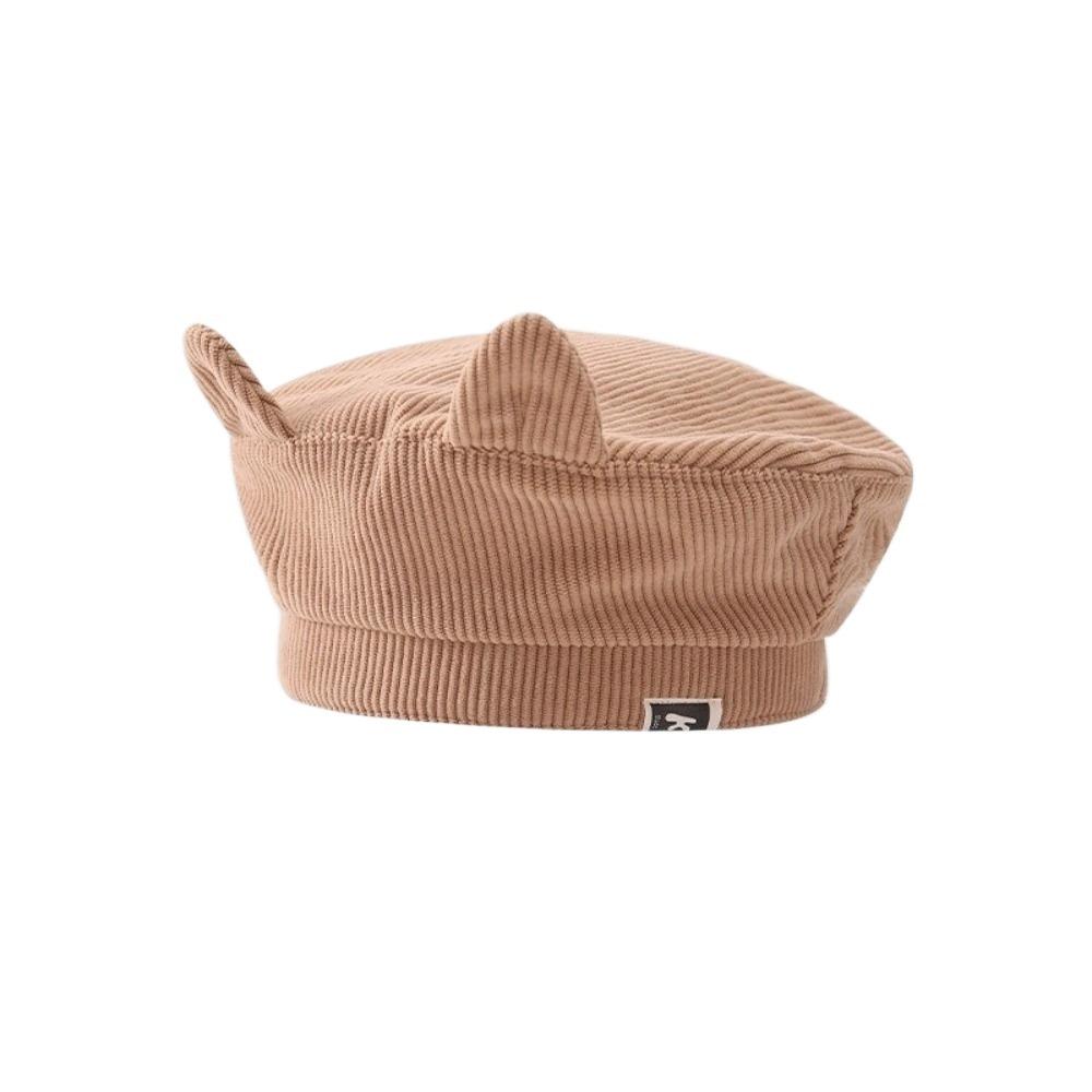 Cute Baby Corduroy Beret Korean Duck Tongue Cap Lovely Cat Ear Beret  Kids