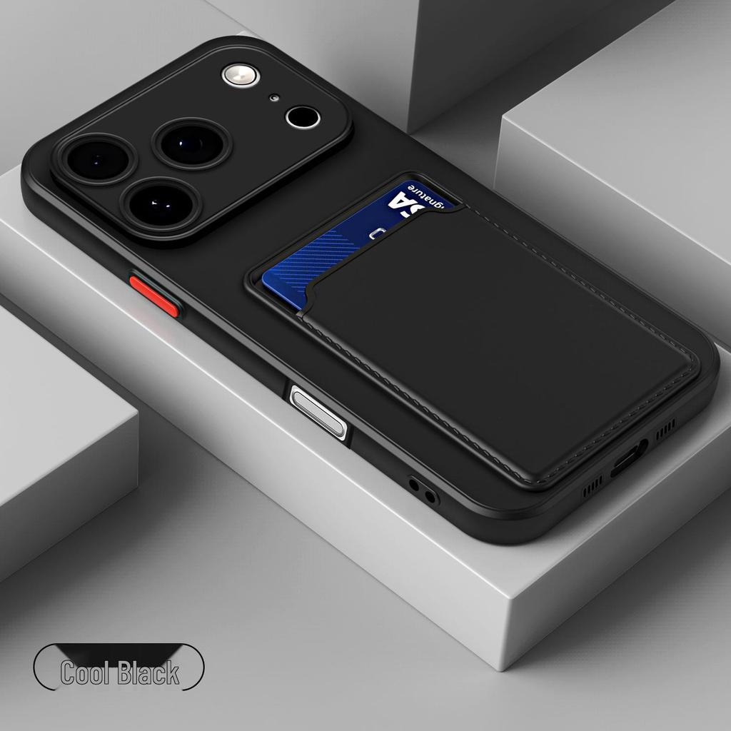 Pouzdro s držákem na karty pro iPhone 17/16 Pro Max, Silikonové pouzdro Apple 15 Pro s barevným blokováním pro iPhone 13/12.