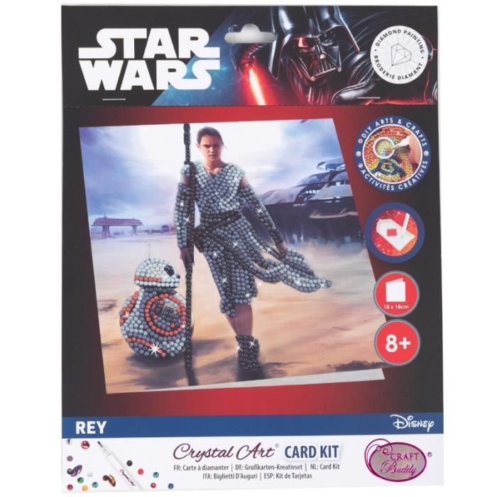 Diamond Painting Kit - Crystal Art - Star Wars Rey Card - 18 X 18 Cm - For Children - Mixed