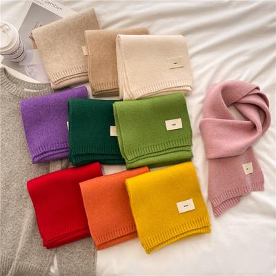 Korean Women Cashmere Scarves Lady Winter Thicken Warm Soft Pashmina Shawls Wraps Female Pure Color Knitted Long Scarf For Women