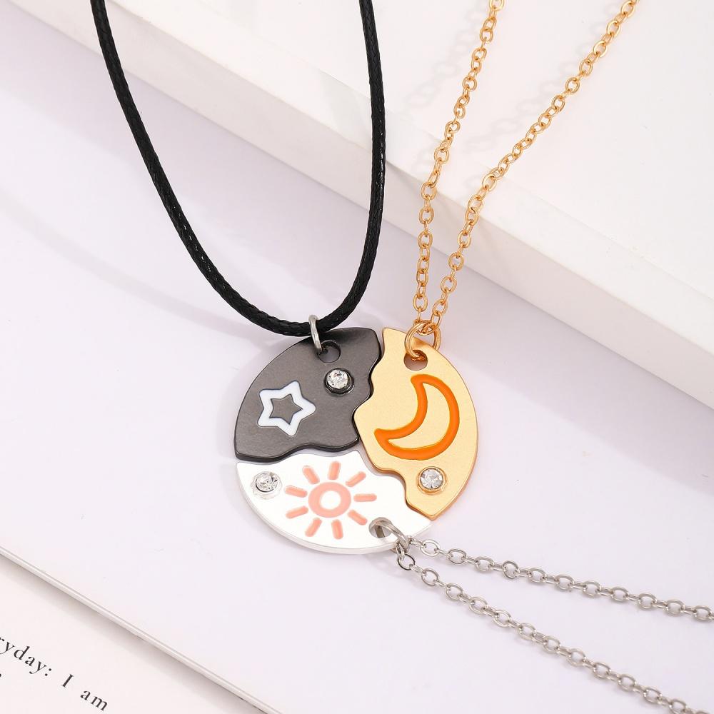 3 Stück/Set Neue Sonne Mond Stern Anhänger Halskette für Frauen Beste Freunde Für Immer Freundschaft Halskette Einfach und Modisch