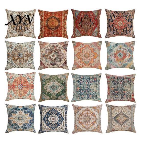 Square Pillow Case Boho Throw Covers, 18 x Inch Bohemia Bedroom Pillowslip Ethnic Style Cushion Case, Decorative Pillowcase for Sofa Couch