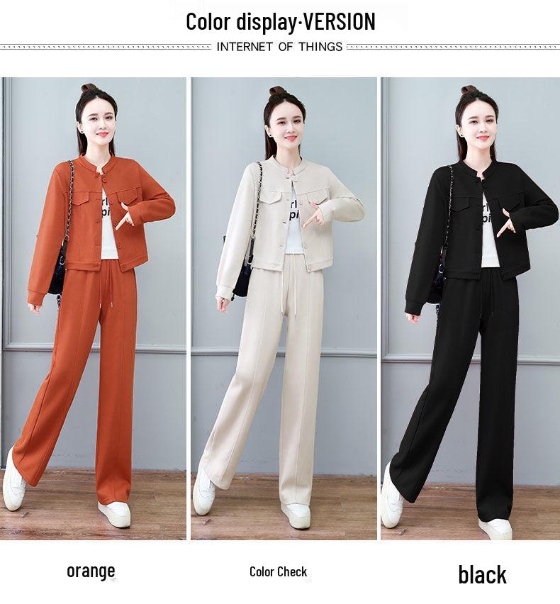 Women's European Style Two-Piece Set: High-End Jacket & Wide-Leg Pants for Spring, Autumn, Winter 2026