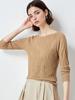 Wave Rhyme Gauze Women's Slim Fit Low Round Neck Wool Knit Shirt