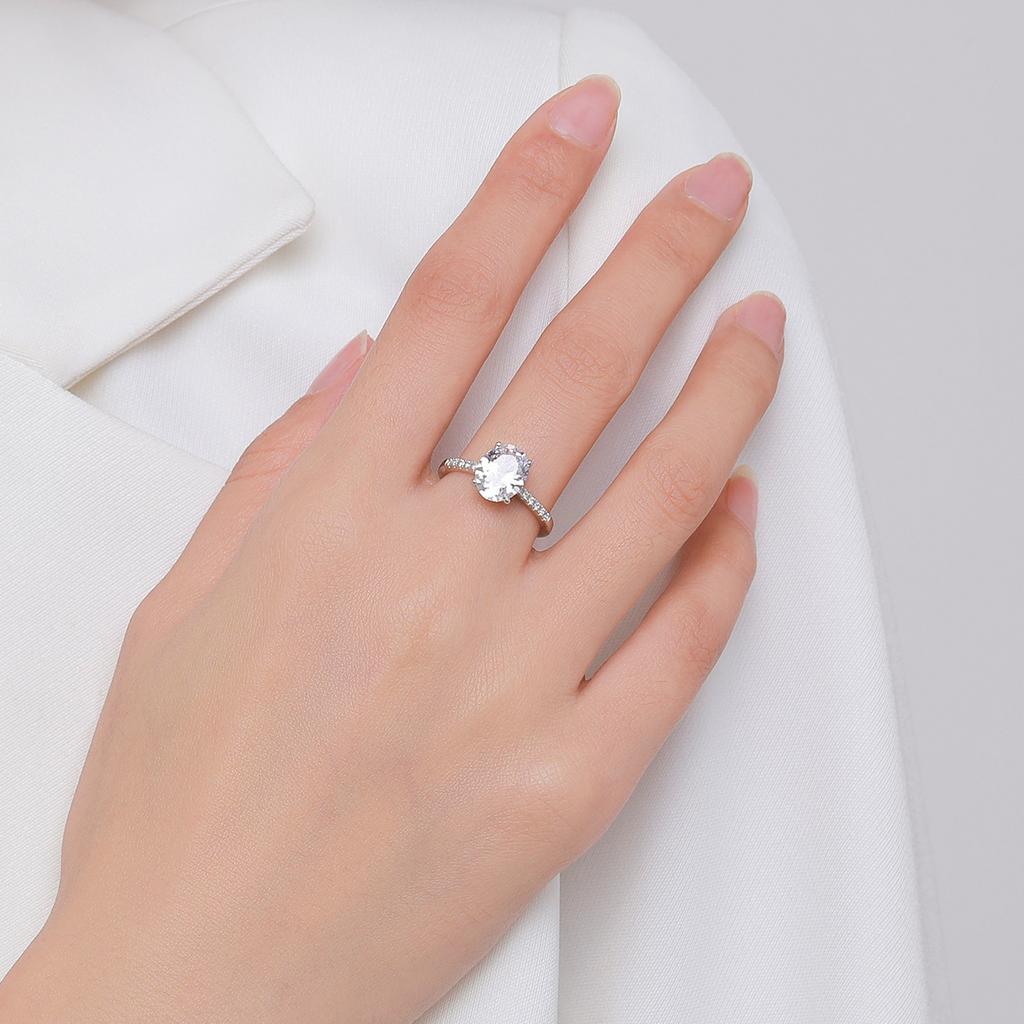 MODIAN 925 Sterling Silver Delicate Oval Cut Zircon Finger Ring For Women High-Class Luxury Wedding Engagement Band Fine Jewelry