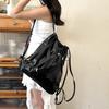 New Silvery Drawstring Double Shoulder Bag Women's Korean Lazy Tote Backpack Lightweight Easy-to-Carry Outdoor Sports Backpack AVE
