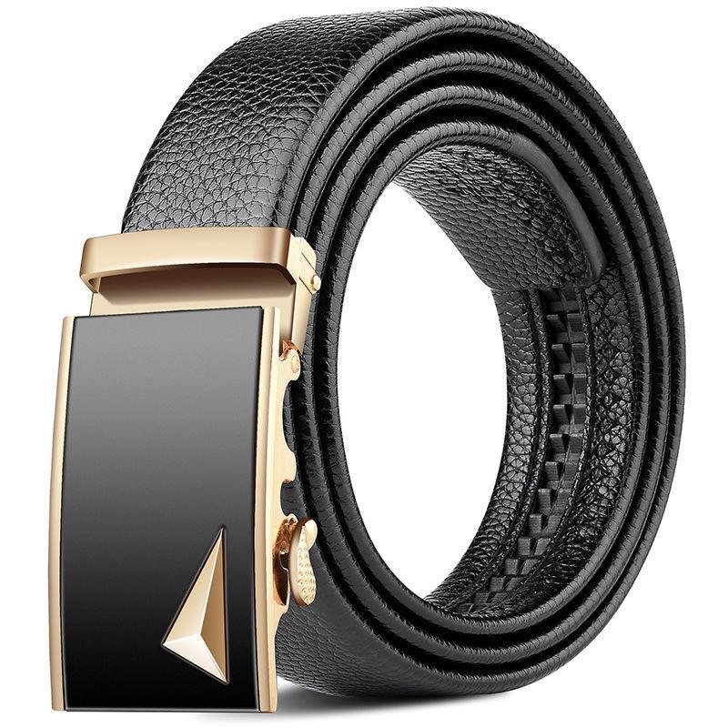 Men's Belt Genuine Leather Business Automatic Buckle Two-layer Cowhide Trendy Young Men's Trousers Belt