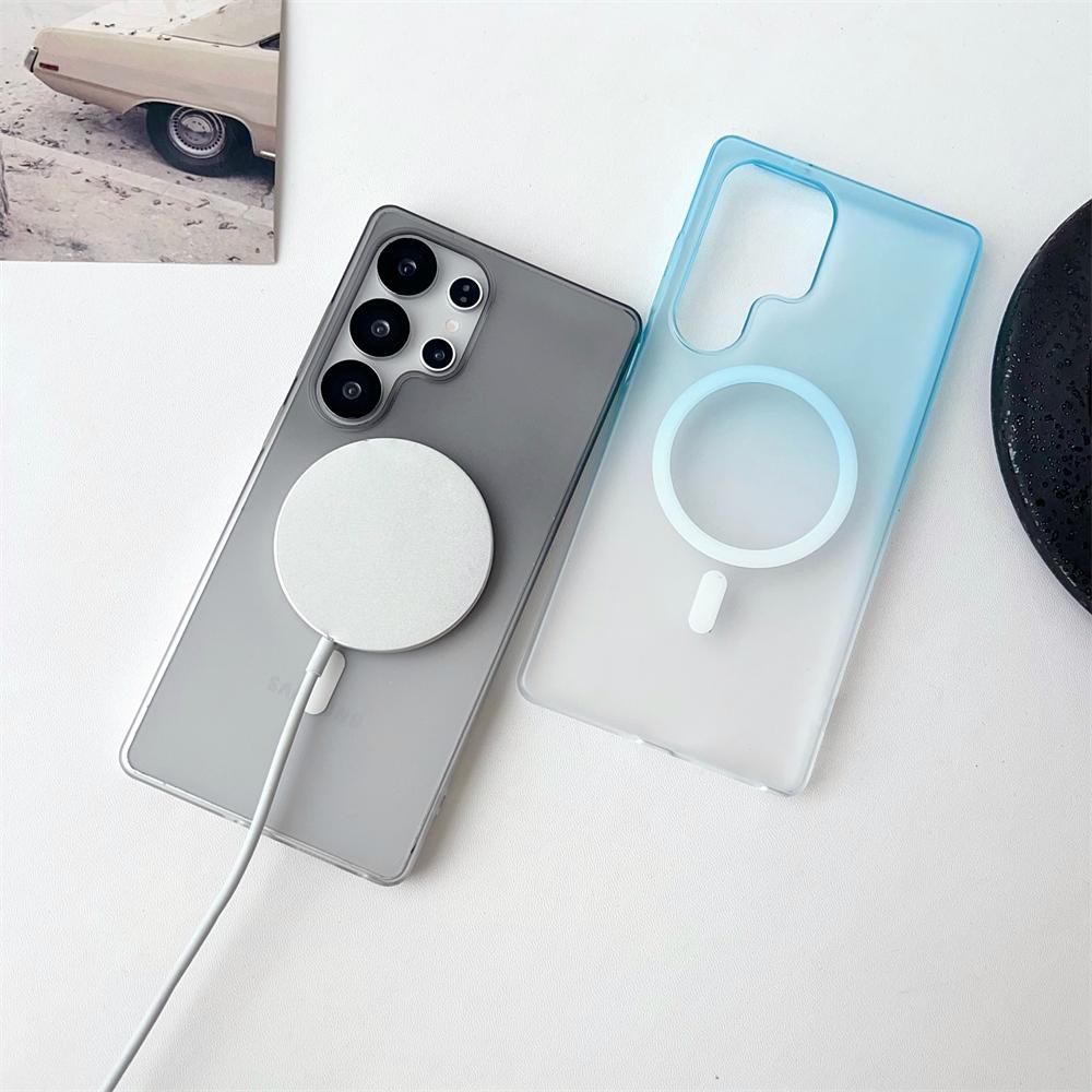 For Magsafe Magnetic Gradient Matte Case For Samsung Galaxy S26 S25 S24 S23 Ultra Plus FE A17 A56 A55 A16 Clear Bumper Cover
