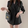 Damen Einfarbig Knopf Tasche Strickjacke Langarm Blazer Koreanischer Stil Retro Oberteil
