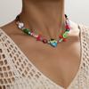 Beach Wind Ocean Elements Ceramic Small Fish Elephant Red Coral Sea Turtle Pendant Colorful Beaded Necklace