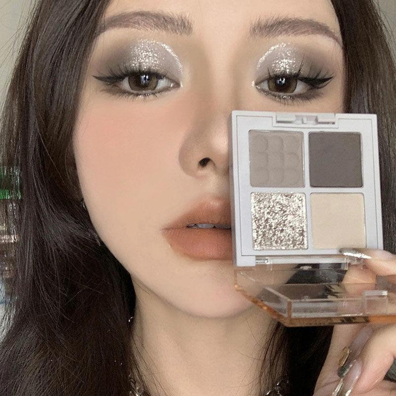 4-color Eyeshadow Palette Pearlescent Matte Eyeshadow Long Lasting Burst Flash Eyeshadow To Create A Smoky Makeup Look