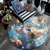 Kitten Clownfish Round Area Rug,Carpet Rug for Living Room Bedroom Sofa Playroom Decor,Non-slip Floor Mat