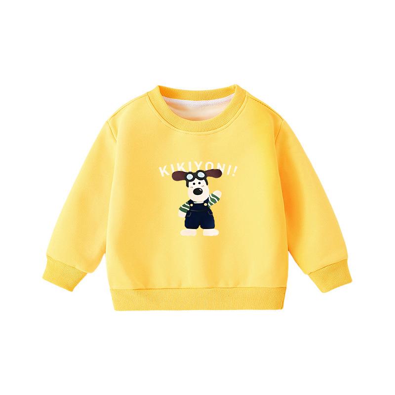 Popular Korean-Style Kids' Round Neck Long Sleeve Velvet-Lined Loose Hoodie