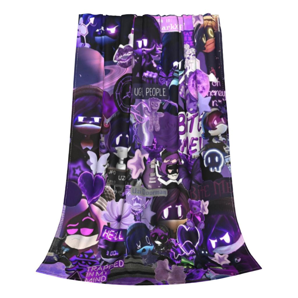 Murder Drones Uzi Collage Blanket Cartoon Cute Flannel Throw Blankets Airplane Travel Portable Soft Warm Portable Plush Quilt