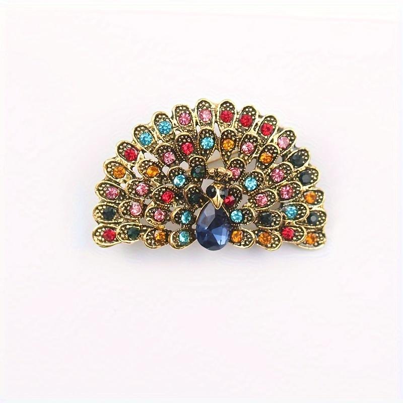 Luxury and Fashionable Peacock Open Screen Brooch, European and American Retro Colored Enamel Pin Accessories