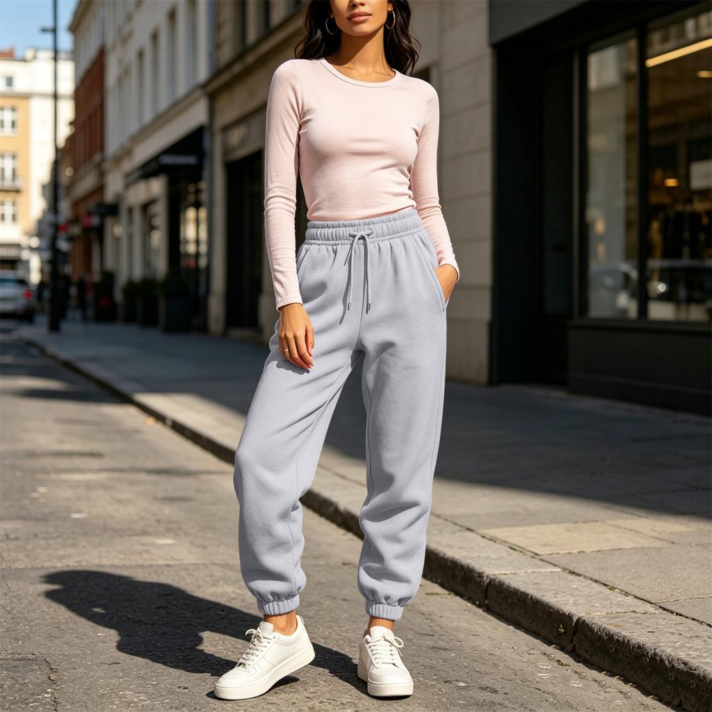 Women's Color Joggers with Pockets, Warm Cinched Casual Sweatpants