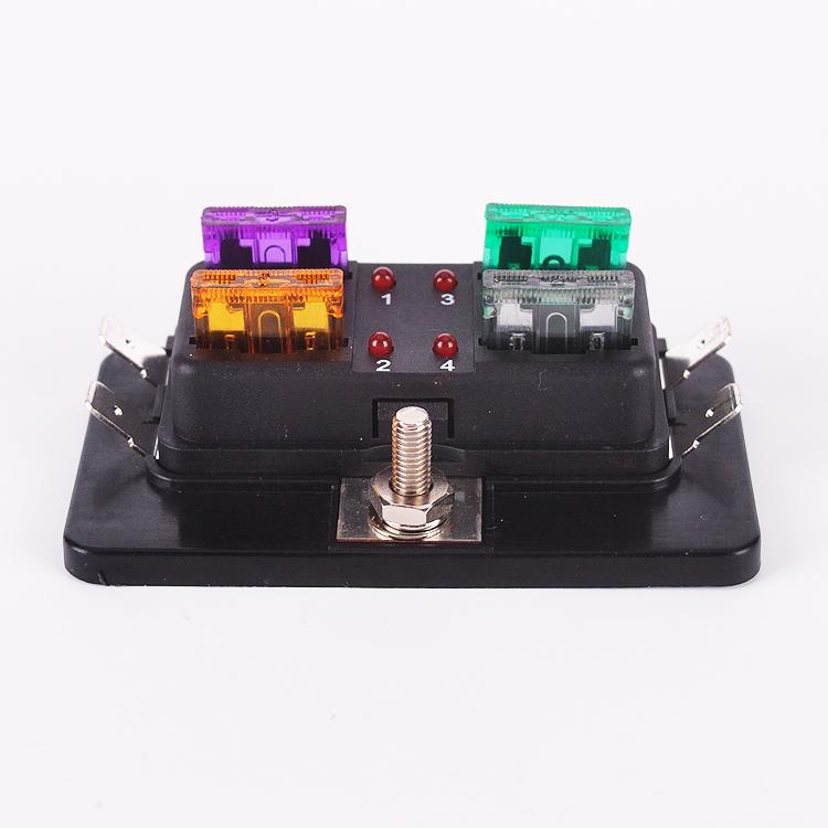 DC 12V 4 Way Blade Fuse Box Holder with LED Warning Light Kit for Car Boat Marine Trike Auto Replacement Parts Fuses Box