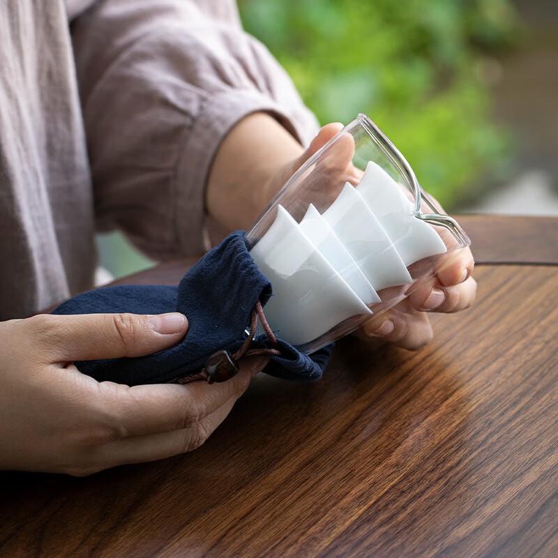 SANGQI Guochao White Porcelain Portable Kung Fu Tea Set