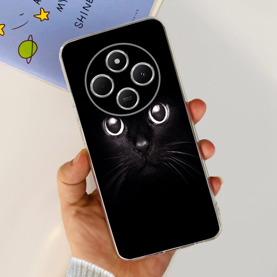 For Xiaomi Redmi 14C Case Cute Cat Butterfly Painted Cover Clear Silicone Soft TPU Phone Case For Xiaomi Redmi 14C Redmi14C Bags
