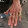 Irregular Texture Knuckle Rings Set Minimalist Golden Jewelry for Women Layered Stackable Ring for Office or Events