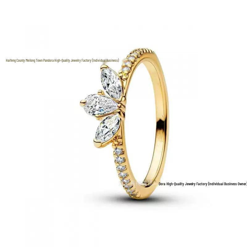 Inele pentru Cuplu Pandora Coroană de Aur Inimă Argint Sterling S925 Cadou de Crăciun