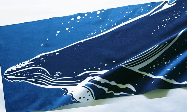 Some No Anbo Tenugui Hand Traditionally Tokuoka Made In 35cm X 100cm (Japanese Towel) "Whale" - Dyed, 100% Cotton, Weave, Japan,