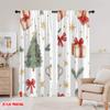 2pcs  2D plane printing Creative Curtains Christmas Tree Bow Gift Snowflakes Versatile Fabric (without rod) Decorations Outdoor