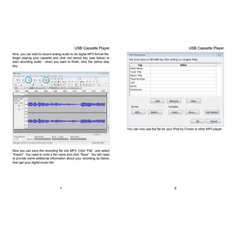 Portable USB Tape Player Convert Cassettes To MP3/CDs USB Cassettes Recorder Compatibility with Laptops and Computers