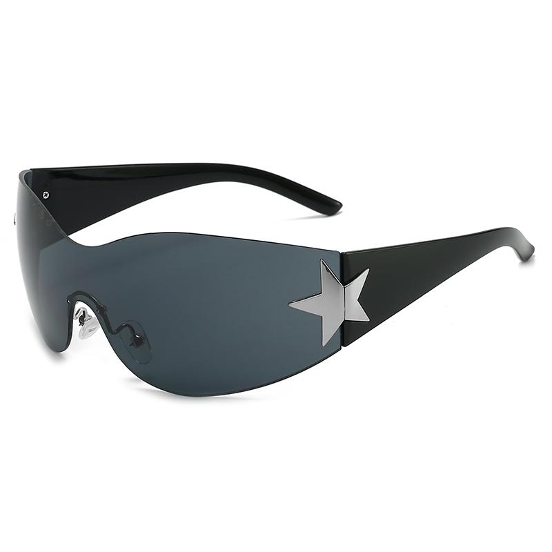 

Модные солнцезащитные очки для женщин и мужчин, модные солнцезащитные очки Shield Wrap Around, большие модные солнцезащитные очки без оправы чёрный