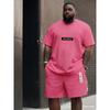 Men's Plus Size T-shirt Set Summer Short-sleeved Shorts Suit Fashion Classic Retro Print Suit Casual and Breathable Suit for Man