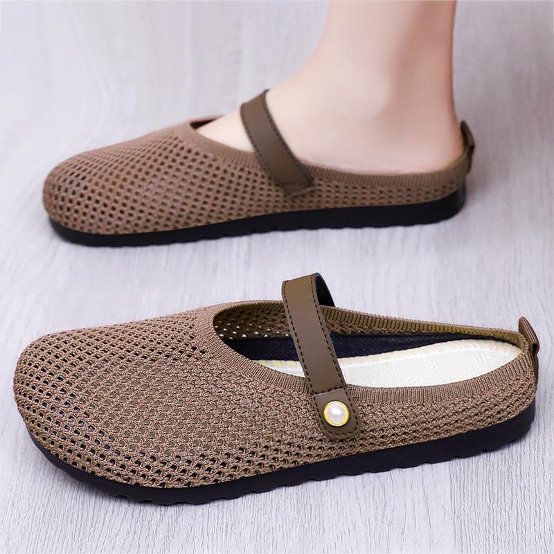 Dames Luchtige Holle Dagelijkse Voetparen voor Eén Voet en Halve Pantoffels voor Middelbare Leeftijd en Ouderen Huis Zachte Pasvorm Moeder Voetparen